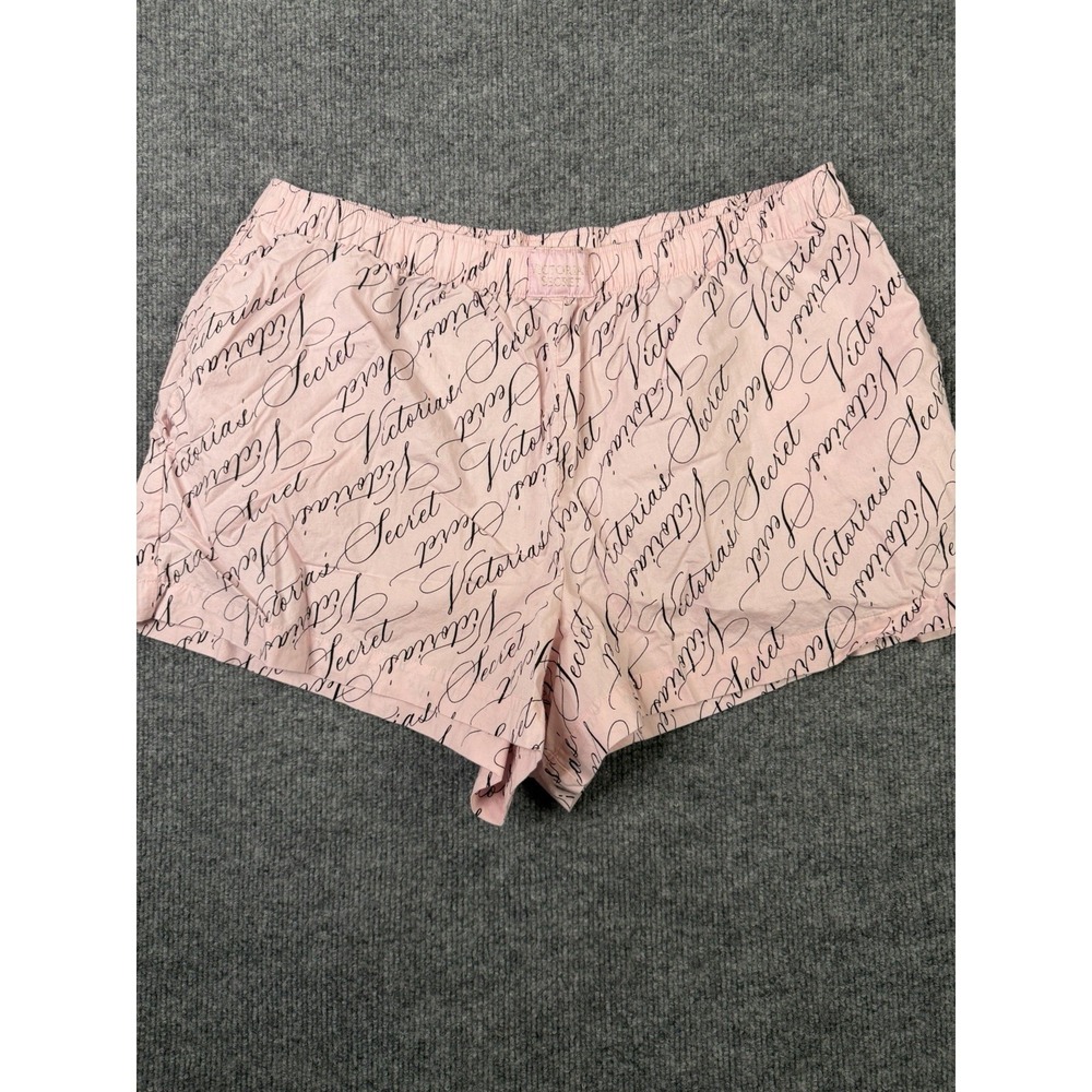 Victoria's Secret Pink Script Logo Sleep Shorts Size L 100% Cotton
